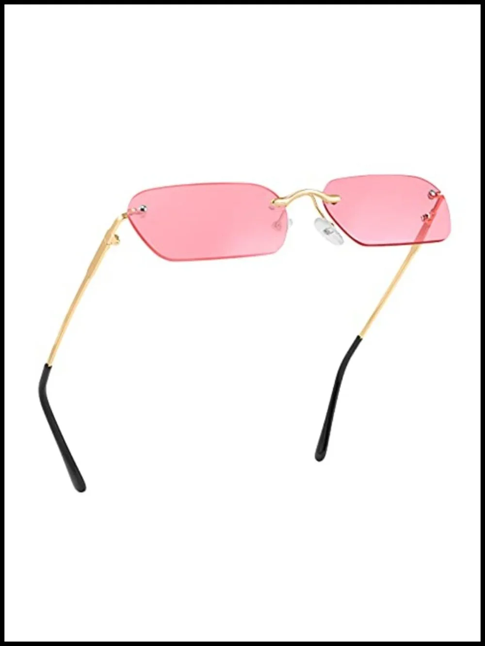 Rimless Sunglasses Y2K Retro Small Narrow Rectangle Clear UV400